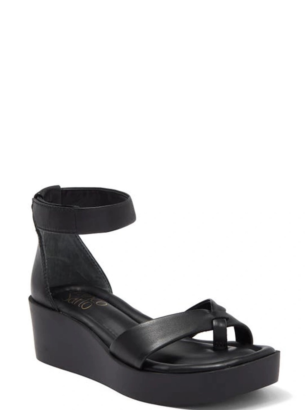 Franco Sarto Black Platform Ankle-Strap Sandal